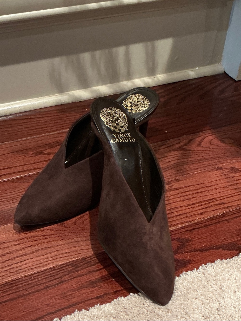Vince Camuto Dark Brown Suede Pointed Mule